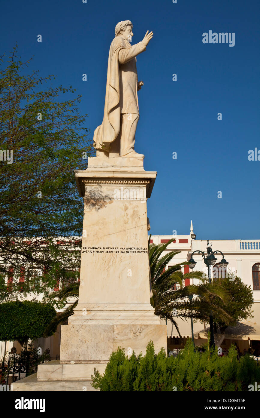 Statua di Solomos, piazza Solomos, Zante, Zacinto (Zante) Island, Grecia Foto Stock