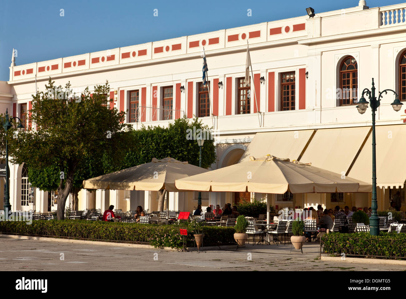 Cafe/ristorante, piazza Solomos, Zante, Zacinto (Zante) Island, Grecia Foto Stock