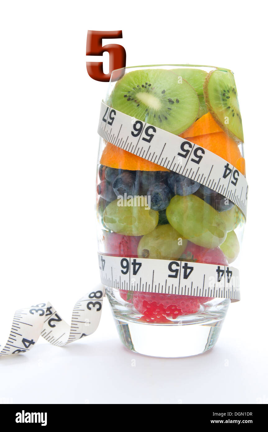 Cinque al giorno di frutta Foto Stock