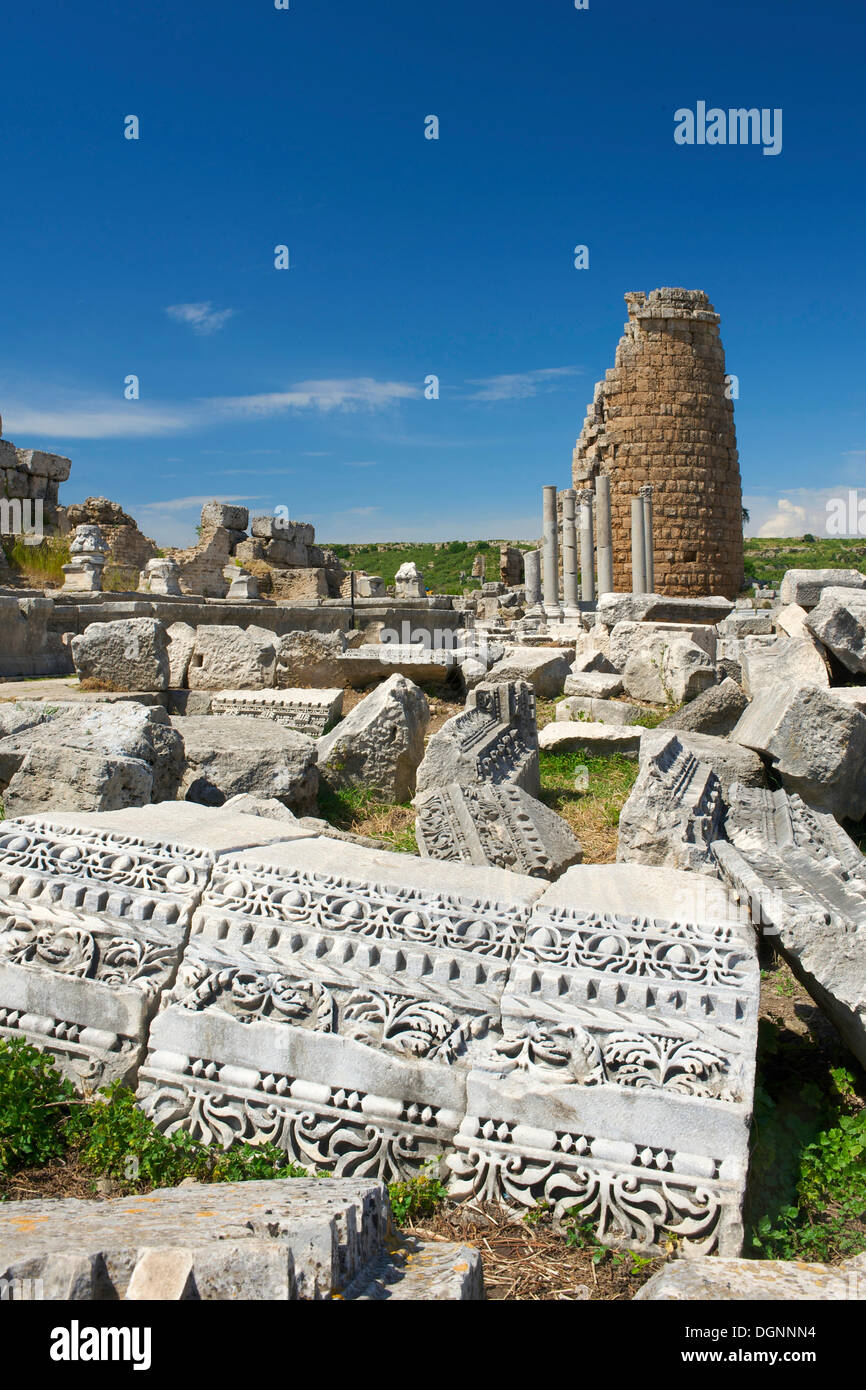 Scavi di Perge, Antalya, Riviera Turca, Turchia Foto Stock