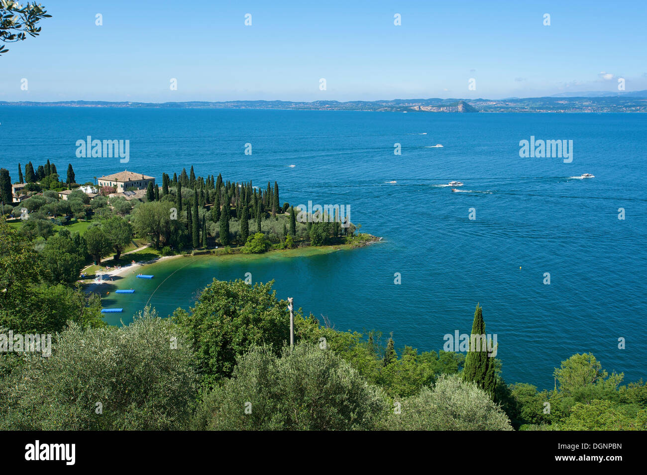 Punta San Vigilio e il Lago di Garda, Italia, Europa Foto Stock