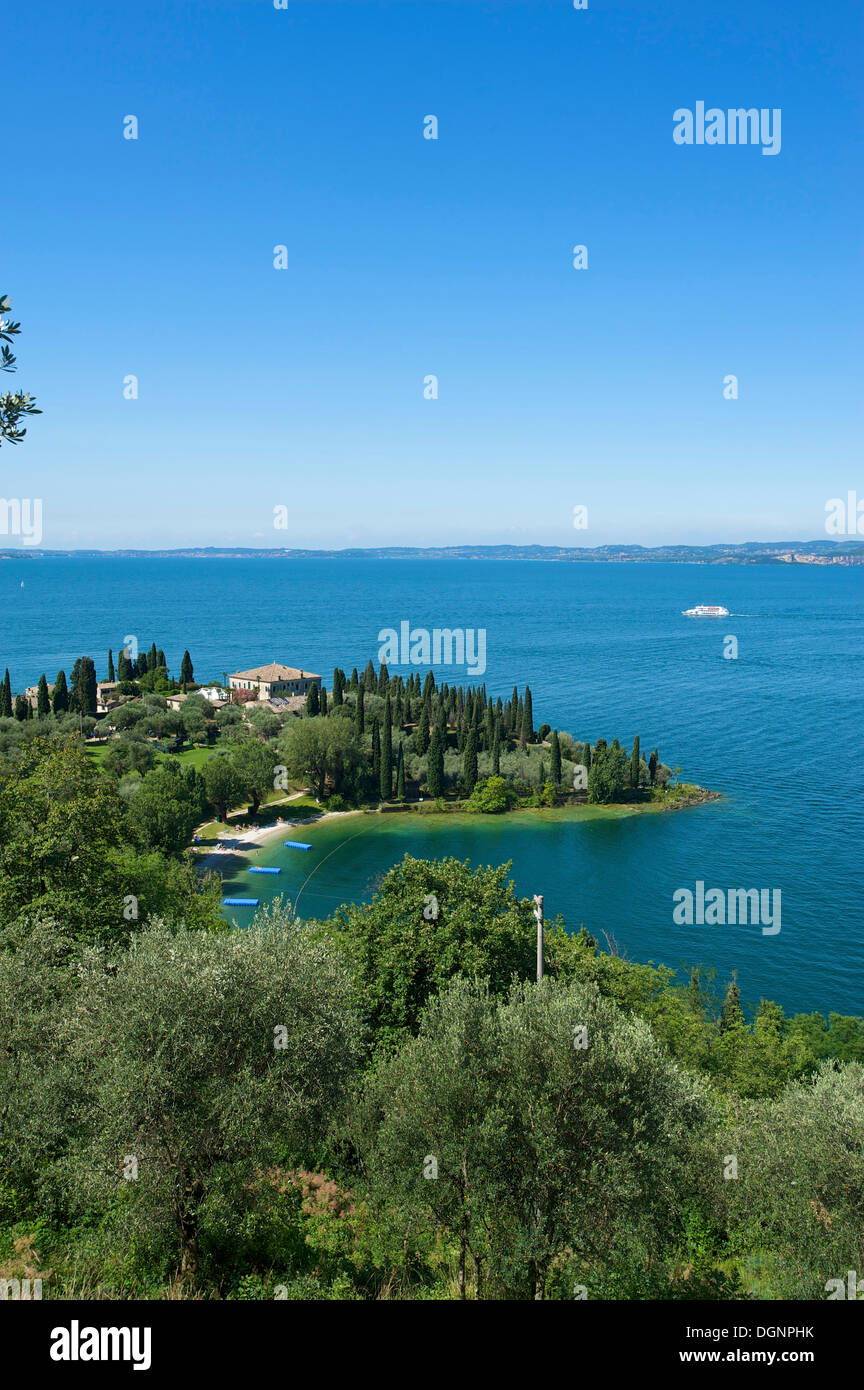 Punta San Vigilio e il Lago di Garda, Italia, Europa Foto Stock