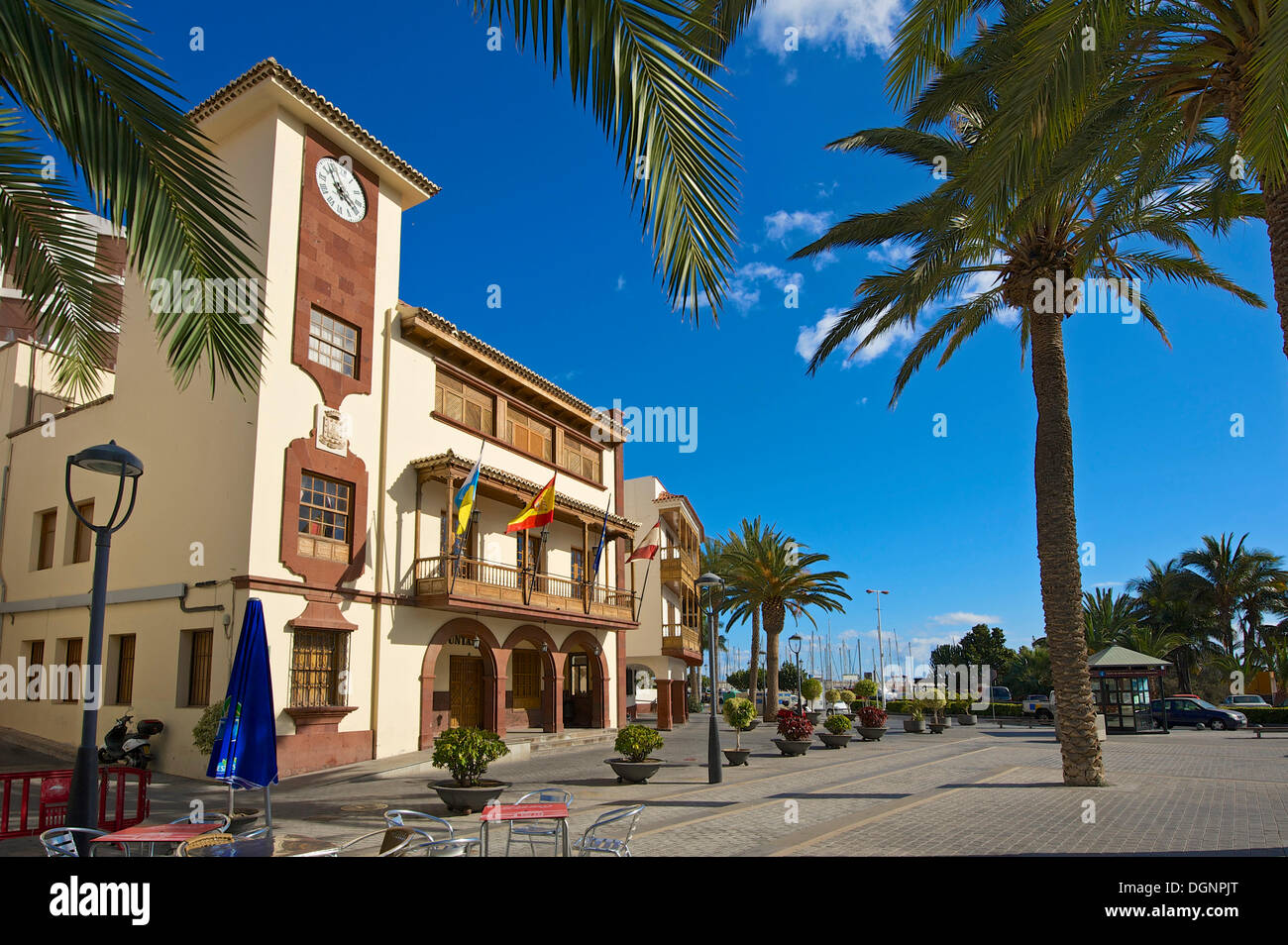 Town Hall sulla Plaza de las Americas Square, San Sebastian, La Gomera, isole Canarie, Spagna Foto Stock