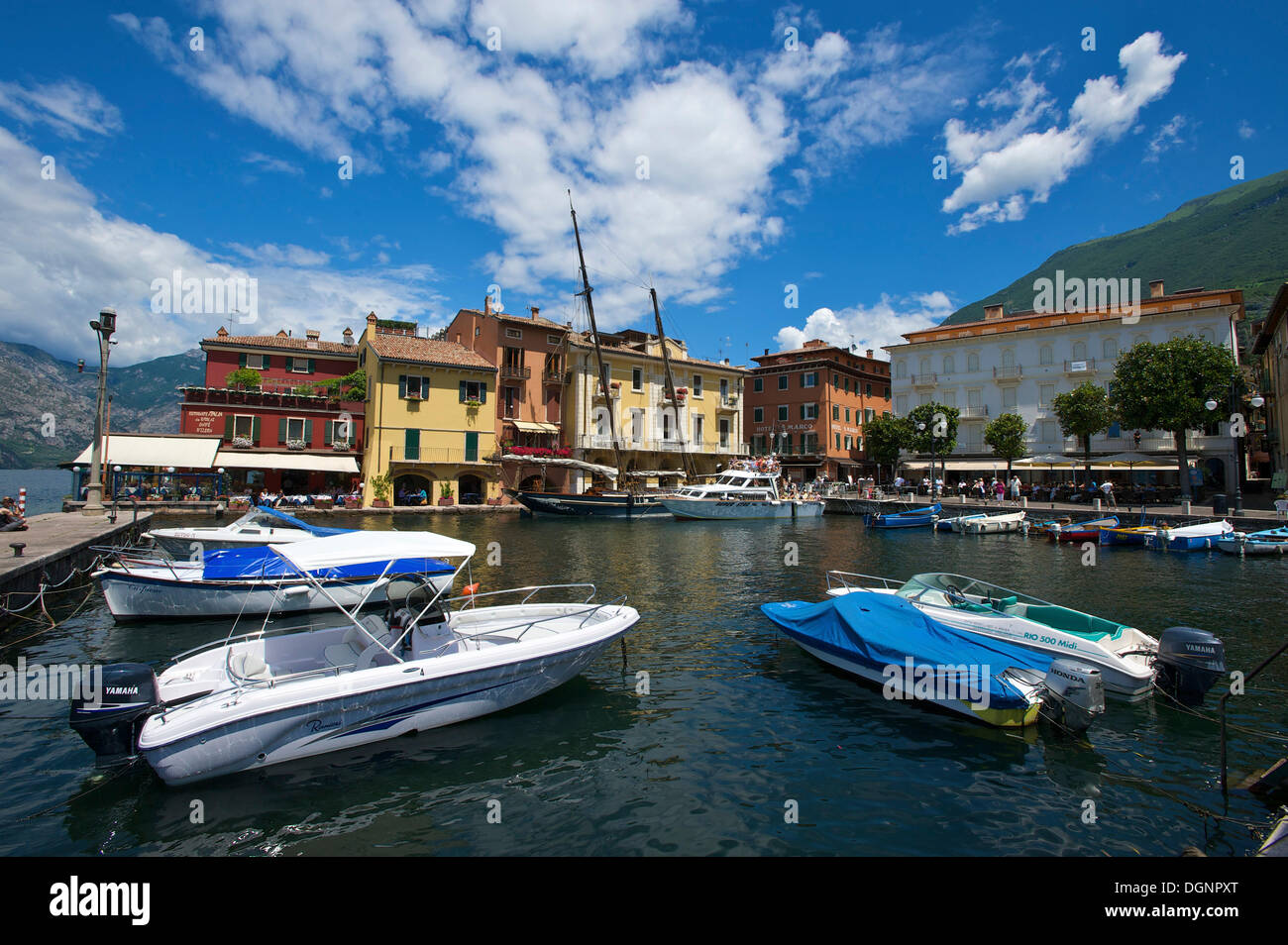 Porto di Malcesine sul Lago di Garda, Malcesine, gardasee, Italia Foto Stock