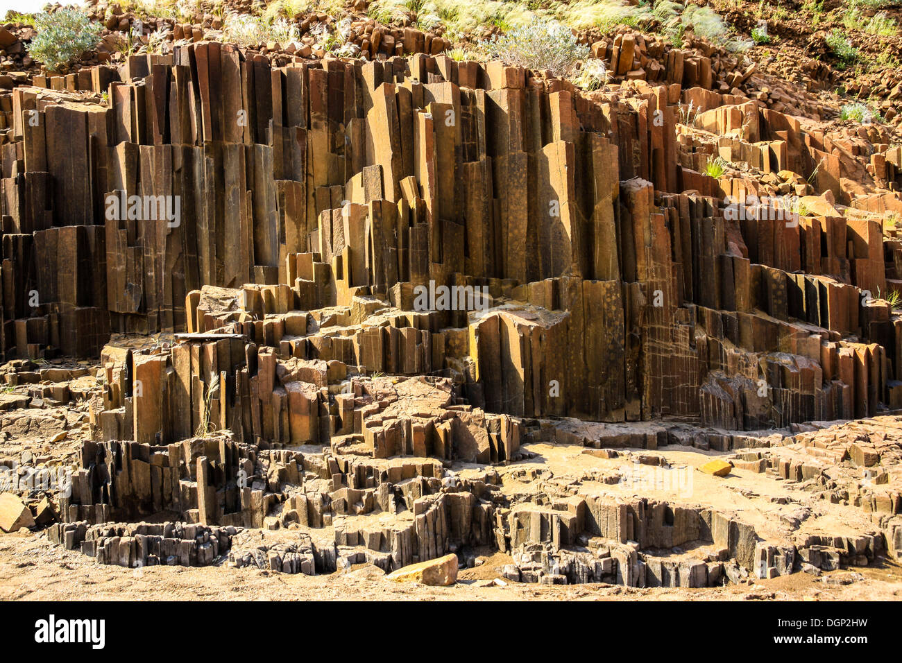 "Organo a canne', colonne di basalto, Twyfelfontain, Damaraland, Namibia, Africa Foto Stock