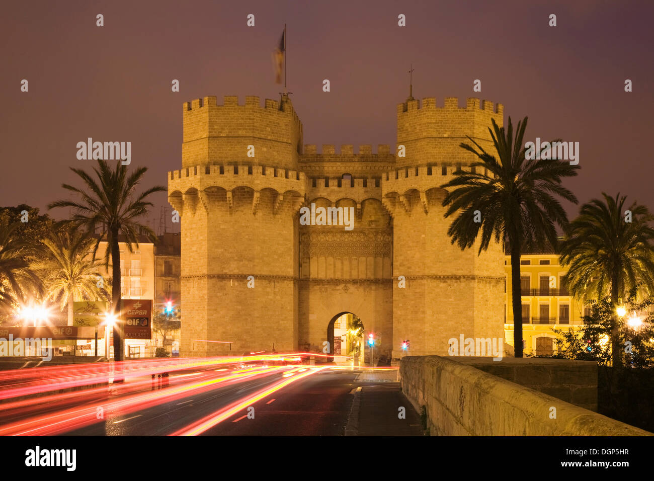 Torres de Serranos city gate, Valencia, Comunidad Valenciana, Spagna, Europa Foto Stock