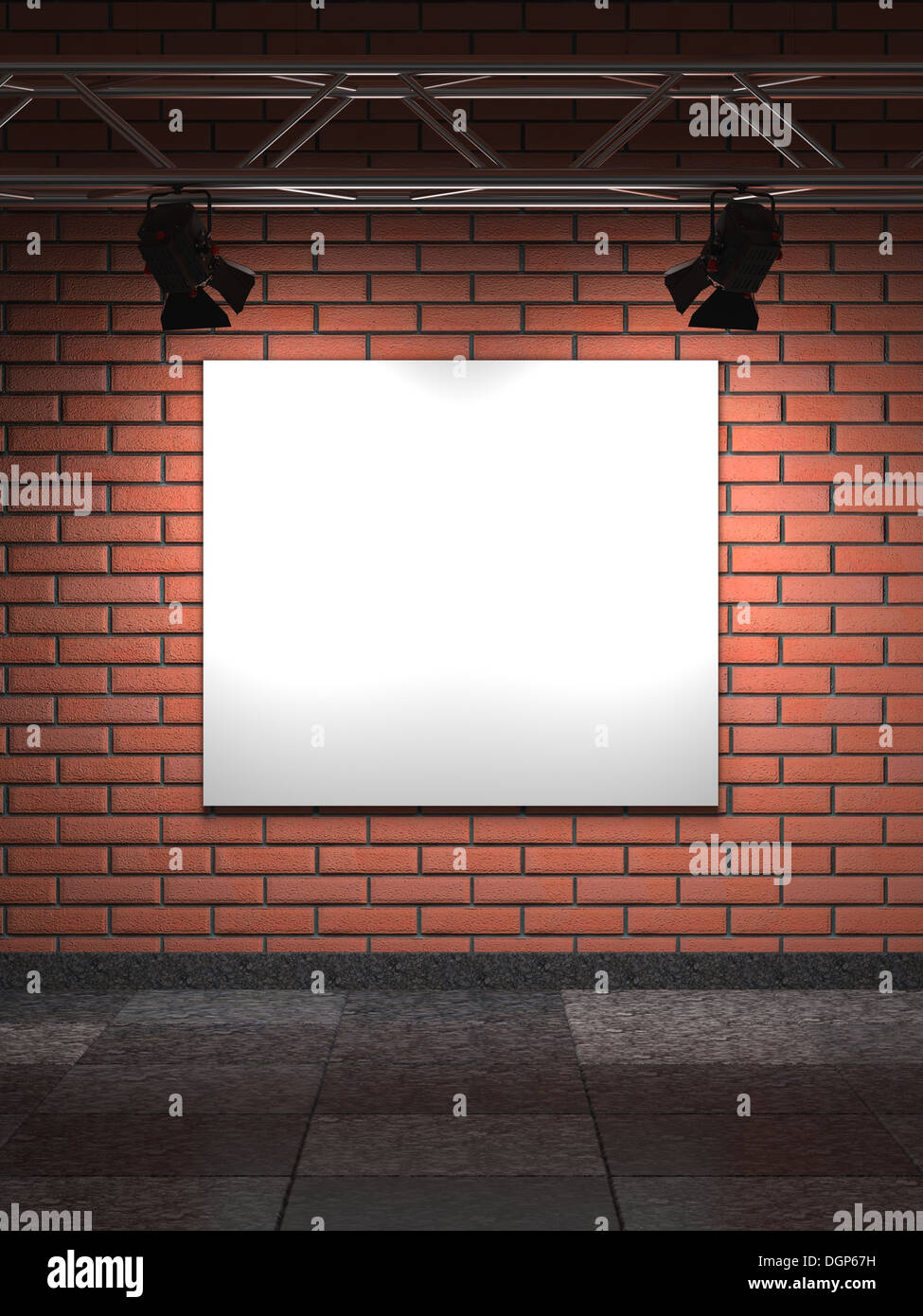 Fotogramma vuoto sul muro in mattoni. Foto Stock