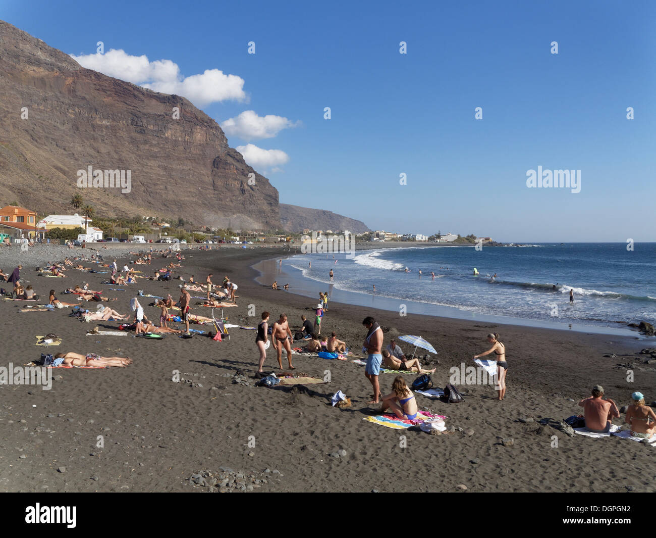 Spiaggia a La Playa, Valle Gran Rey, La Gomera, isole Canarie, Spagna, Europa Foto Stock