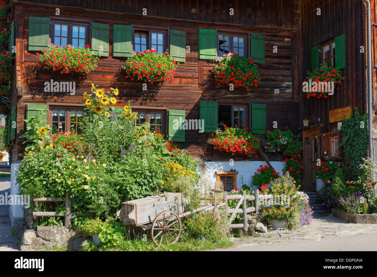 La vecchia casa colonica in Reichenbach, comunità di Oberstdorf, Superiore Allgaeu, Allgaeu, Svevia, Baviera, PublicGround Foto Stock