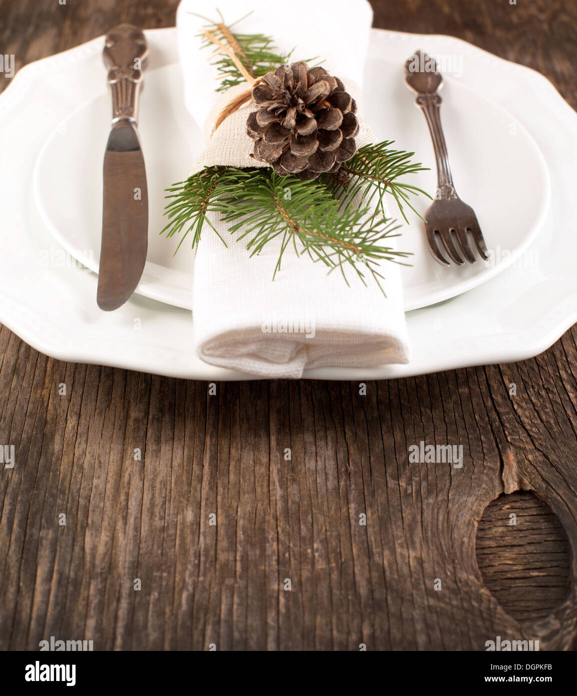 Naturale Natale Impostazione tabella Foto Stock