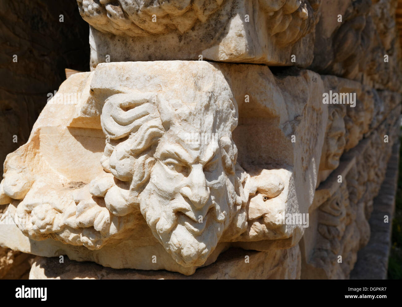 Parete antico rilievo, Aphrodisias, Aydin provincia, regione del Mar Egeo, Turchia Foto Stock