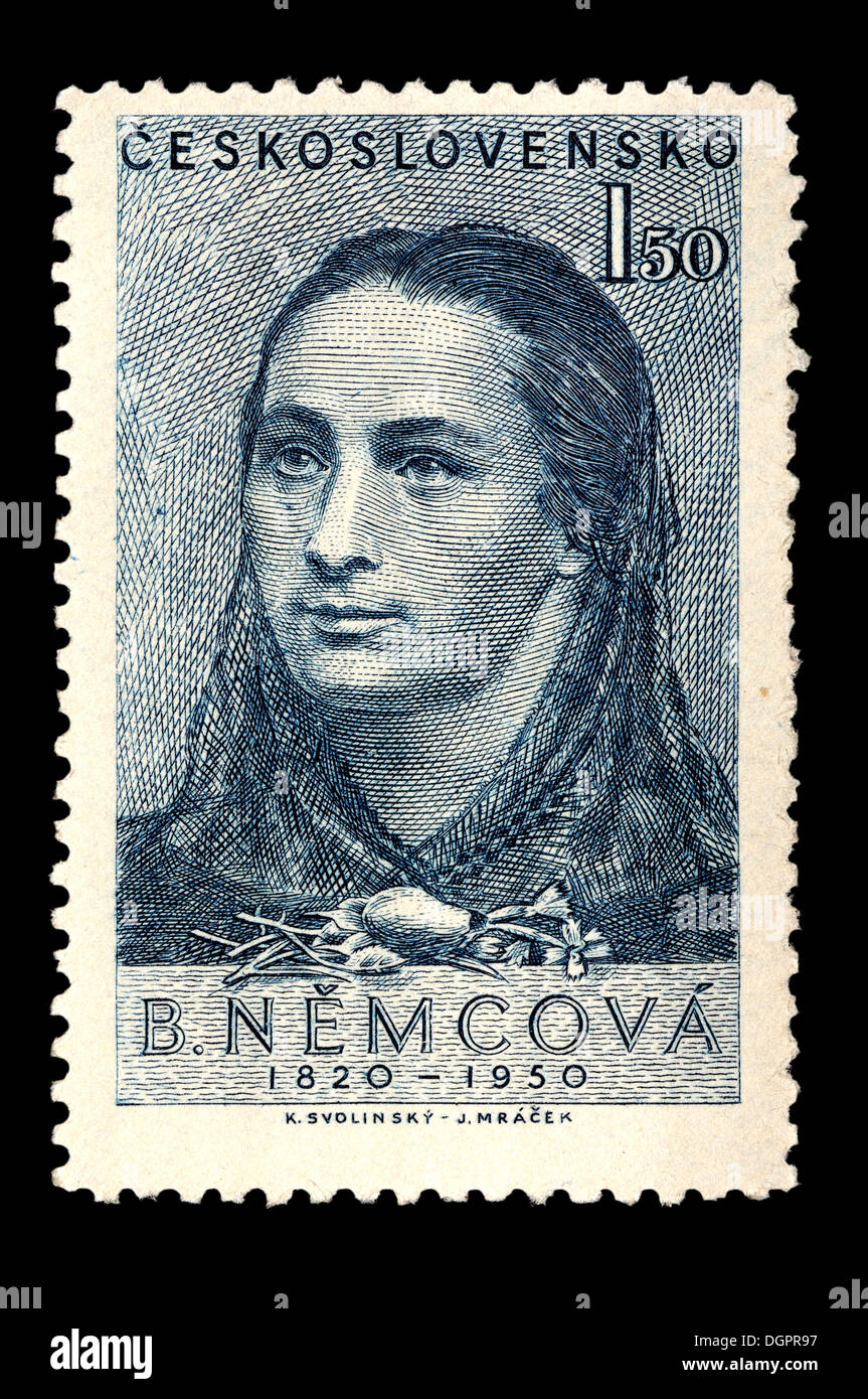 Francobollo dalla Cecoslovacchia - Bozena Nemcova (1820-62) Repubblica ceca autore della Nazionale ceca movimento di rinascita Foto Stock