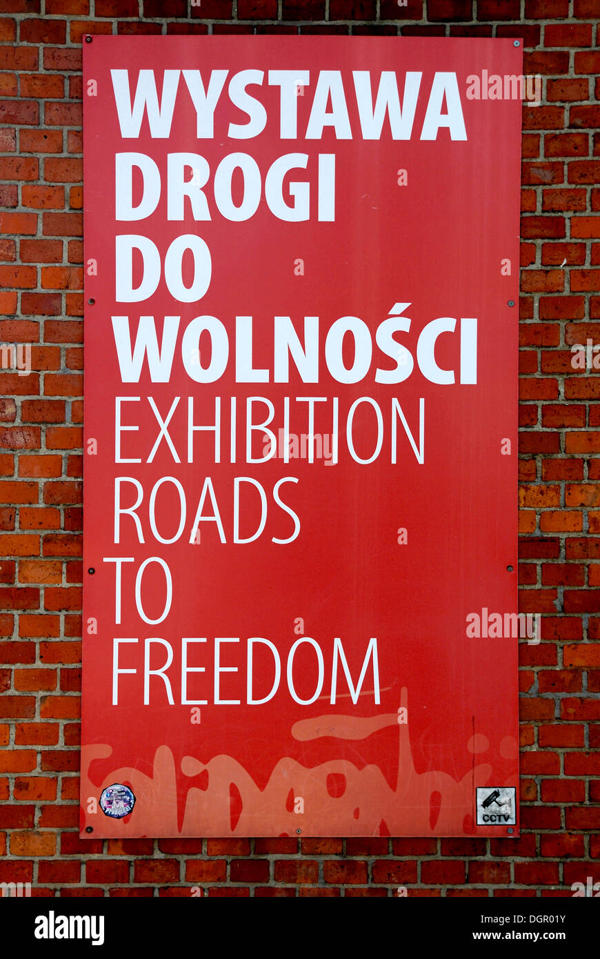 Mostra a Danzica in lotta del movimento sindacale polacco Solidarnosc " strade di Liberta' - Wystawa Drogi do Wolnosci. Foto Stock