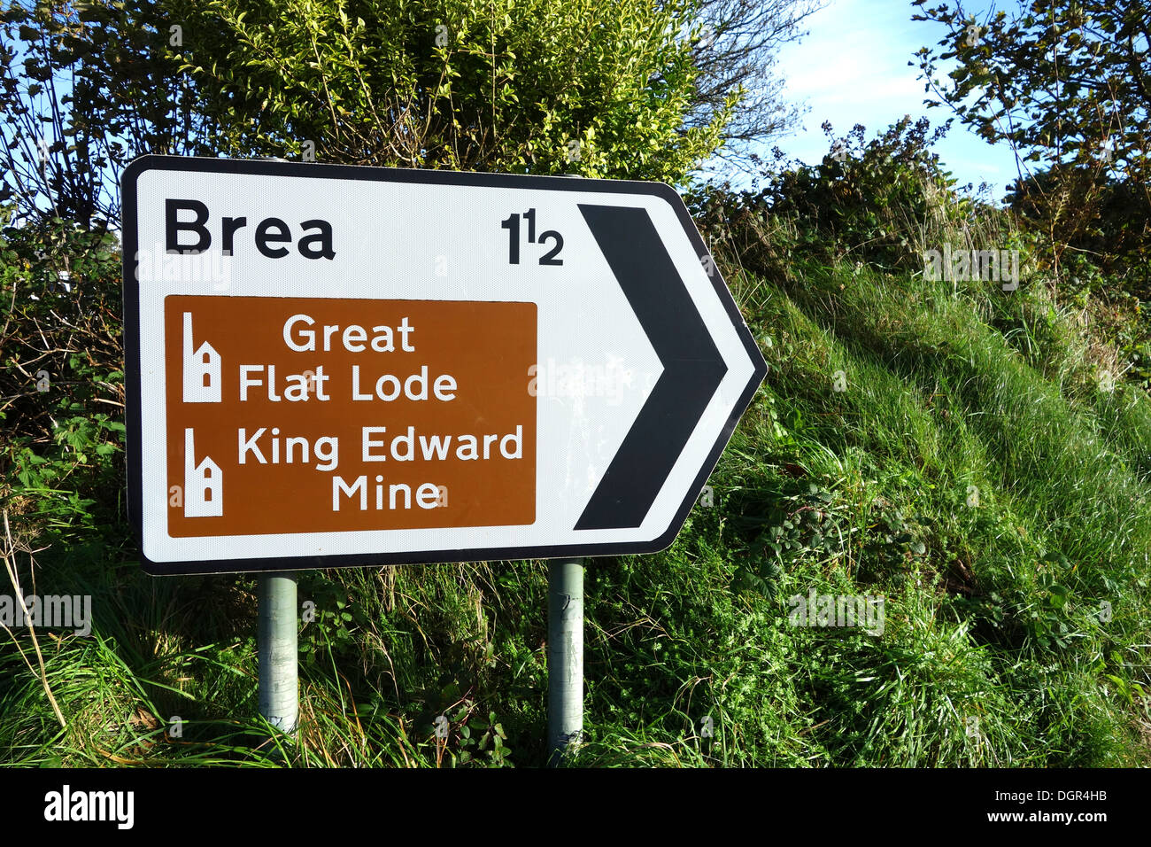 Una informazione turistica segno vicino a Camborne in Cornwall, Regno Unito Foto Stock