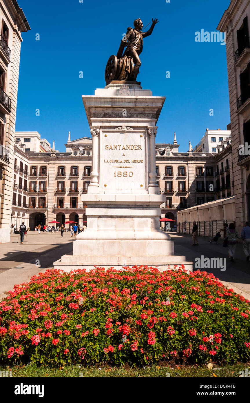 Estatua de Pedro Velarde, Santander, Cantabria España Foto Stock