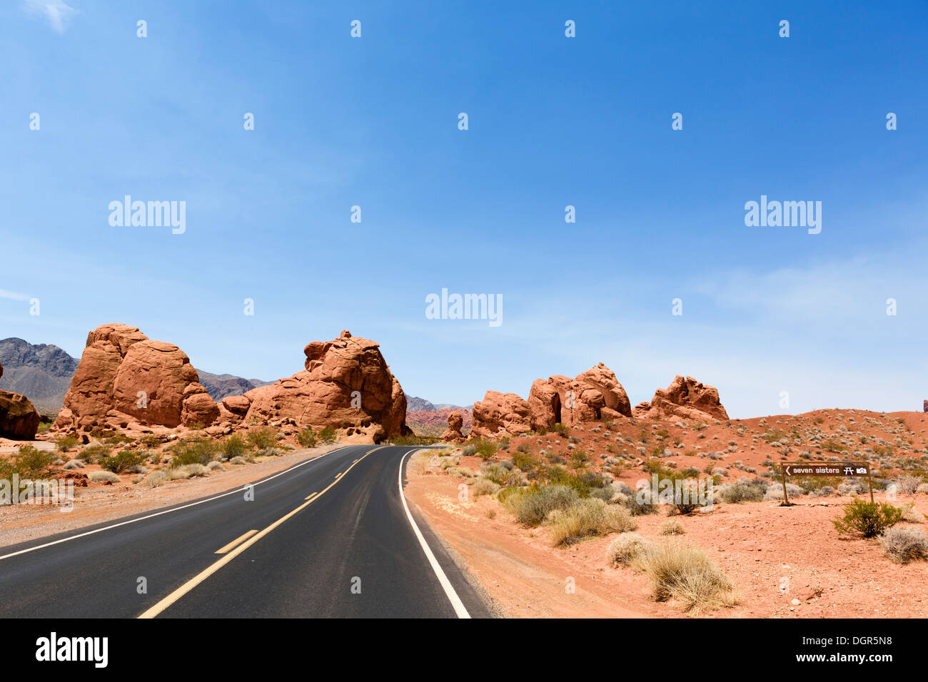 Le Sette sorelle, la Valle del Fuoco del parco statale, a nord di Las Vegas, Nevada, STATI UNITI D'AMERICA Foto Stock