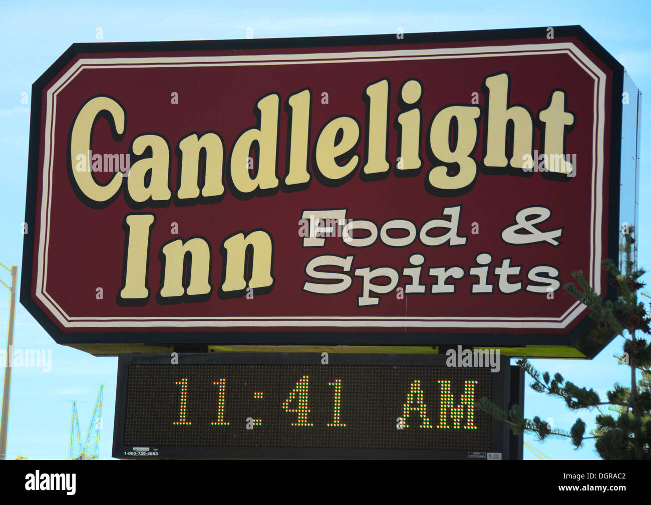 Segno per la cena a lume di candela a Inn che è un popolare ristorante nella roccia cade, Illinois, una città lungo la Lincoln Highway. Foto Stock