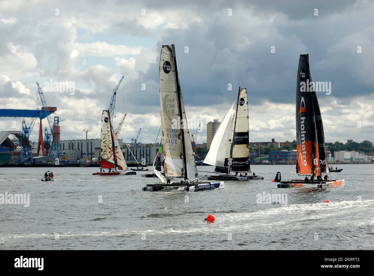 Barca a vela Catamarani a ishares cup - extreme 40 vela serie 2008, Kiel fjord, Kiel, SCHLESWIG-HOLSTEIN Foto Stock