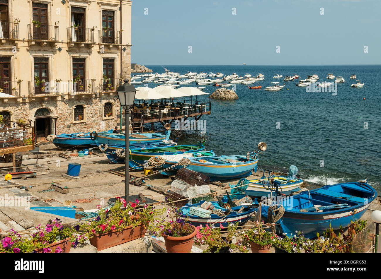 Barche da pesca a Scilla, Calabria, Italia Foto Stock