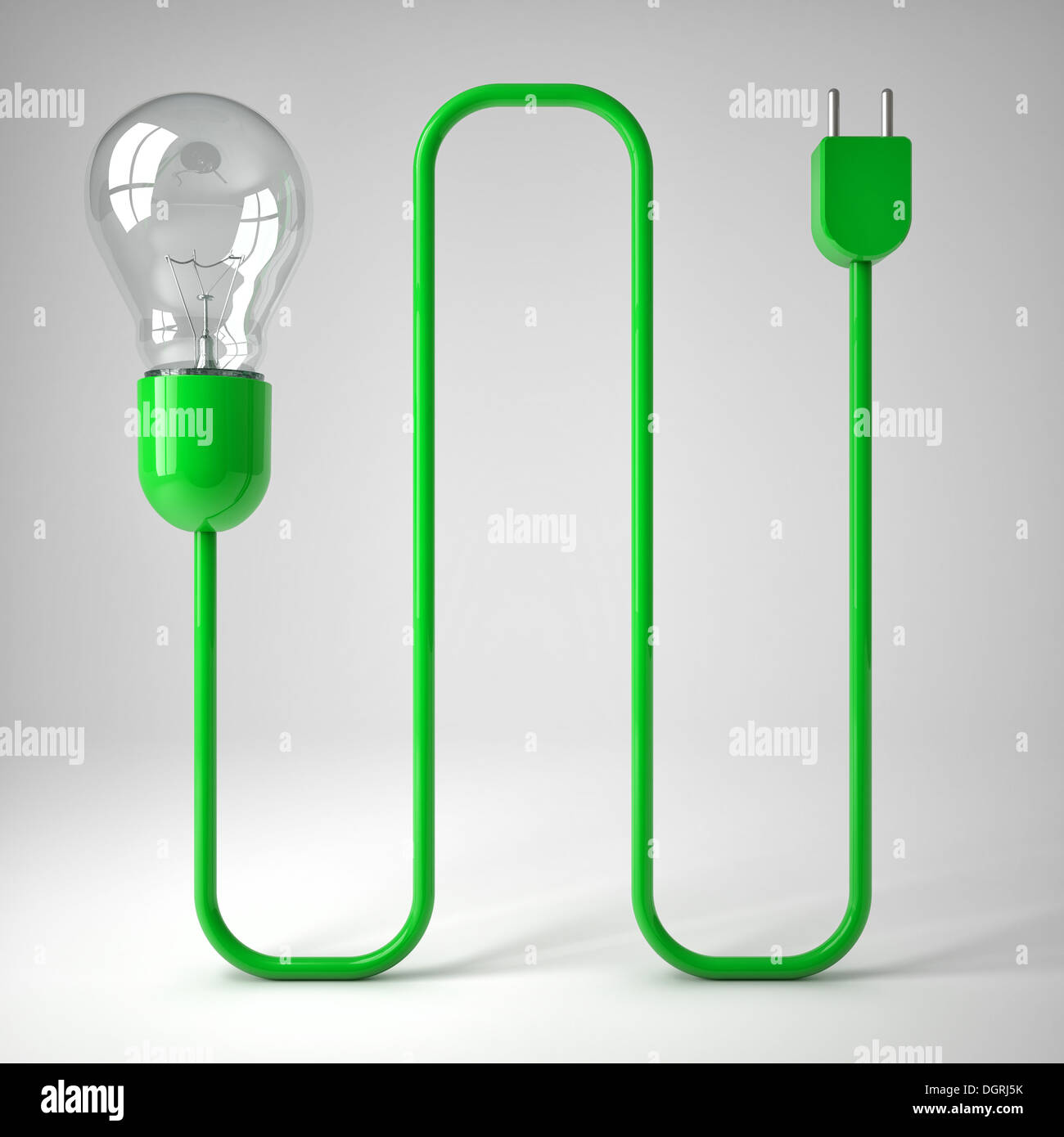 Classic lampadina elettrica e filo verde Foto Stock