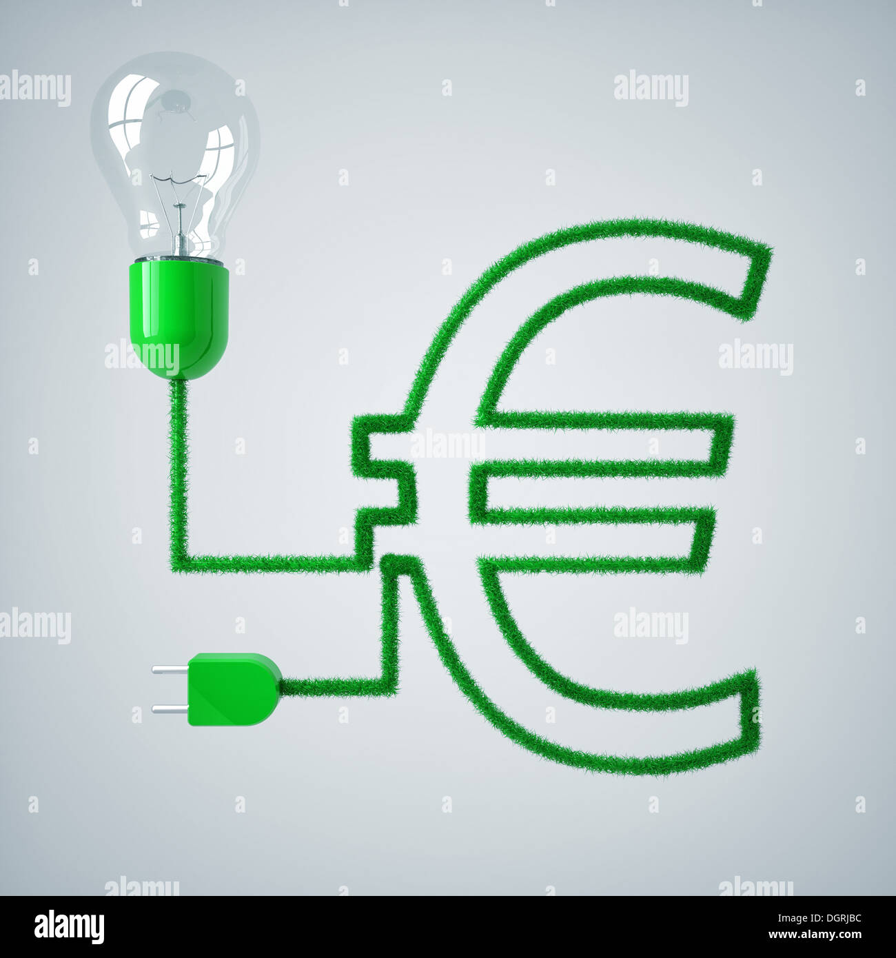 Classic lampadina elettrica e l'erba verde filo Foto Stock