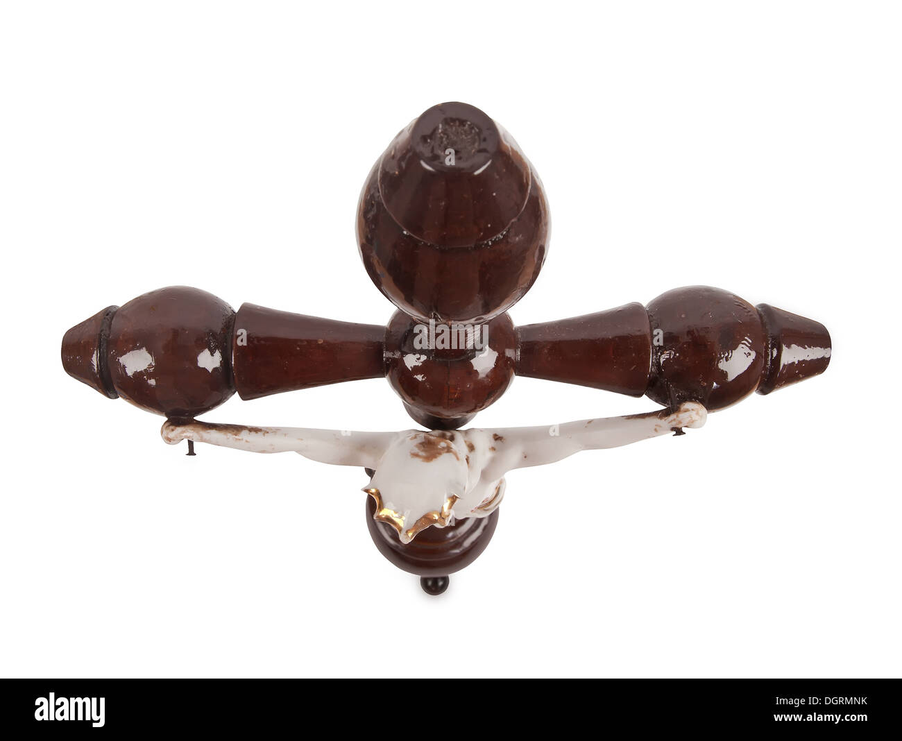 Crocifisso e la figura di Gesù, vista sopra, isolato Foto Stock