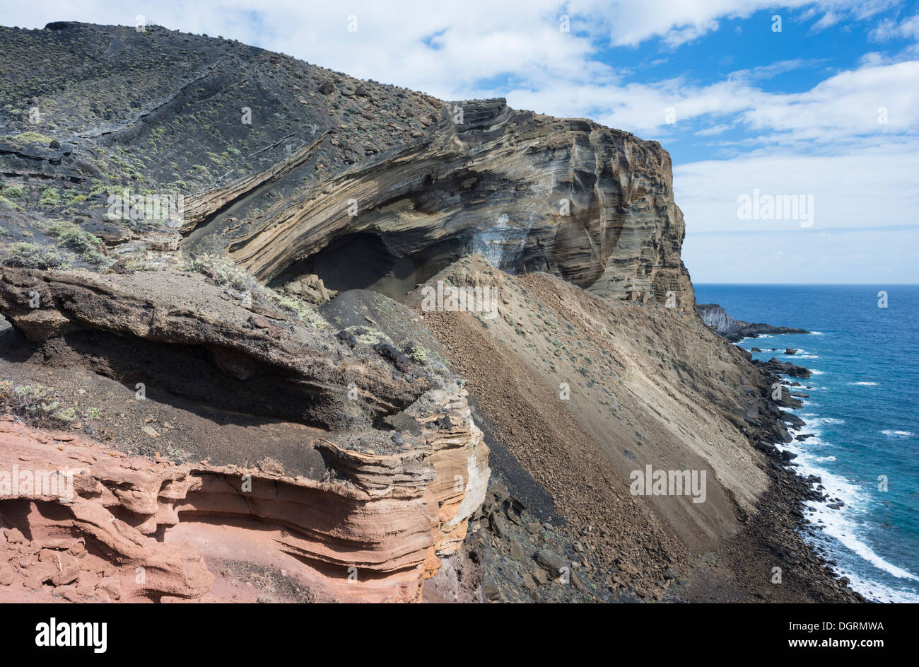 Goteras Vulcano, La Palma, Canarie, è un cono hydrovolcanic, formata da interazione esplosiva del magma e acqua di mare Foto Stock