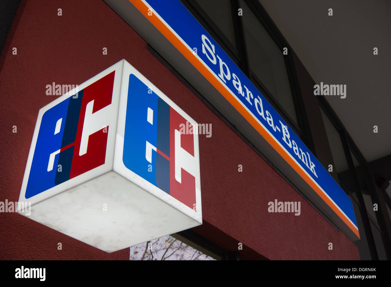 Il Logo CE ATM, SPARDA Bank, Offenbach, Hesse, Germania Foto Stock