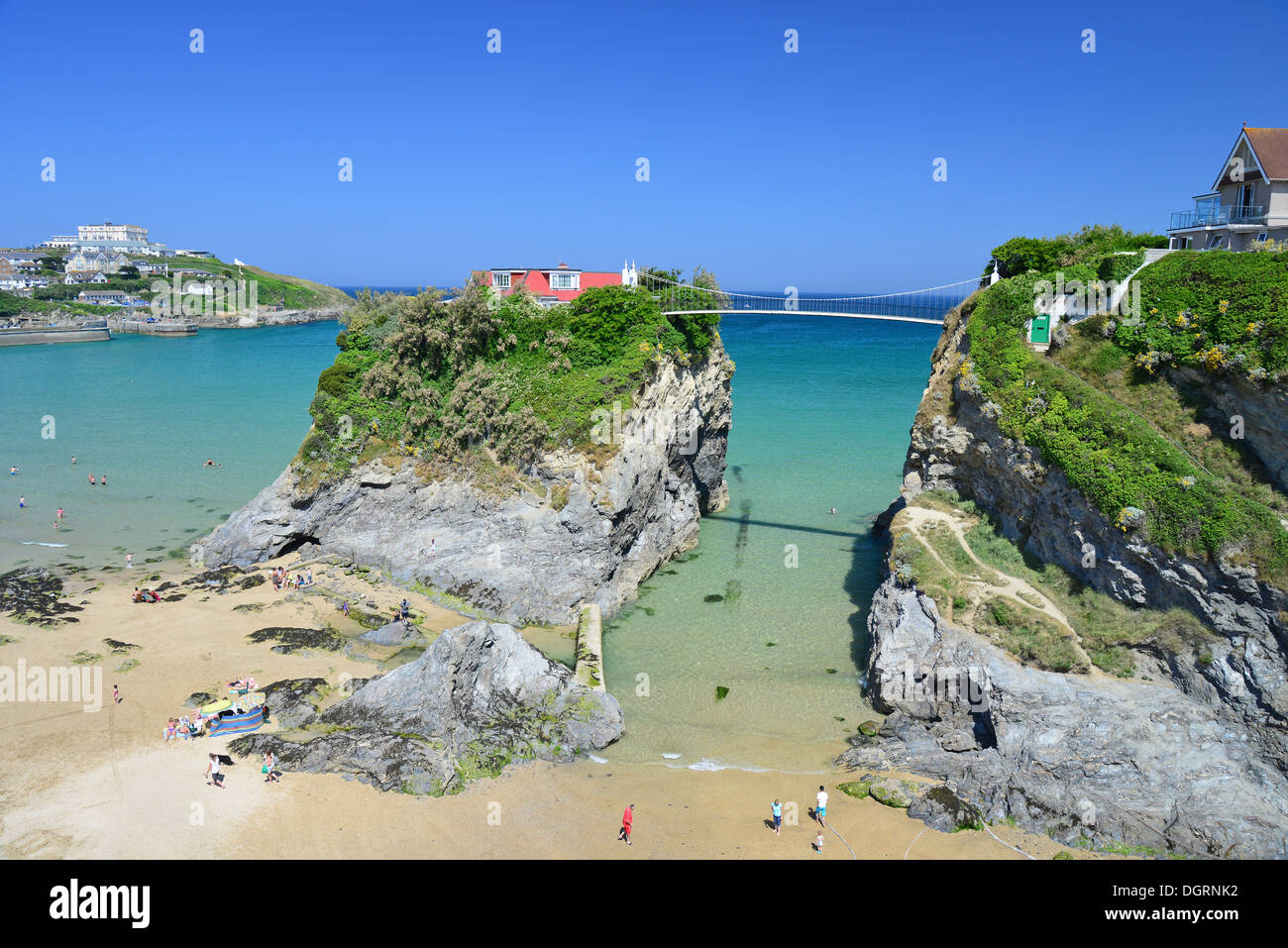 " La casa in mare' island beach house su Towan Beach, Newquay Cornwall, England, Regno Unito Foto Stock