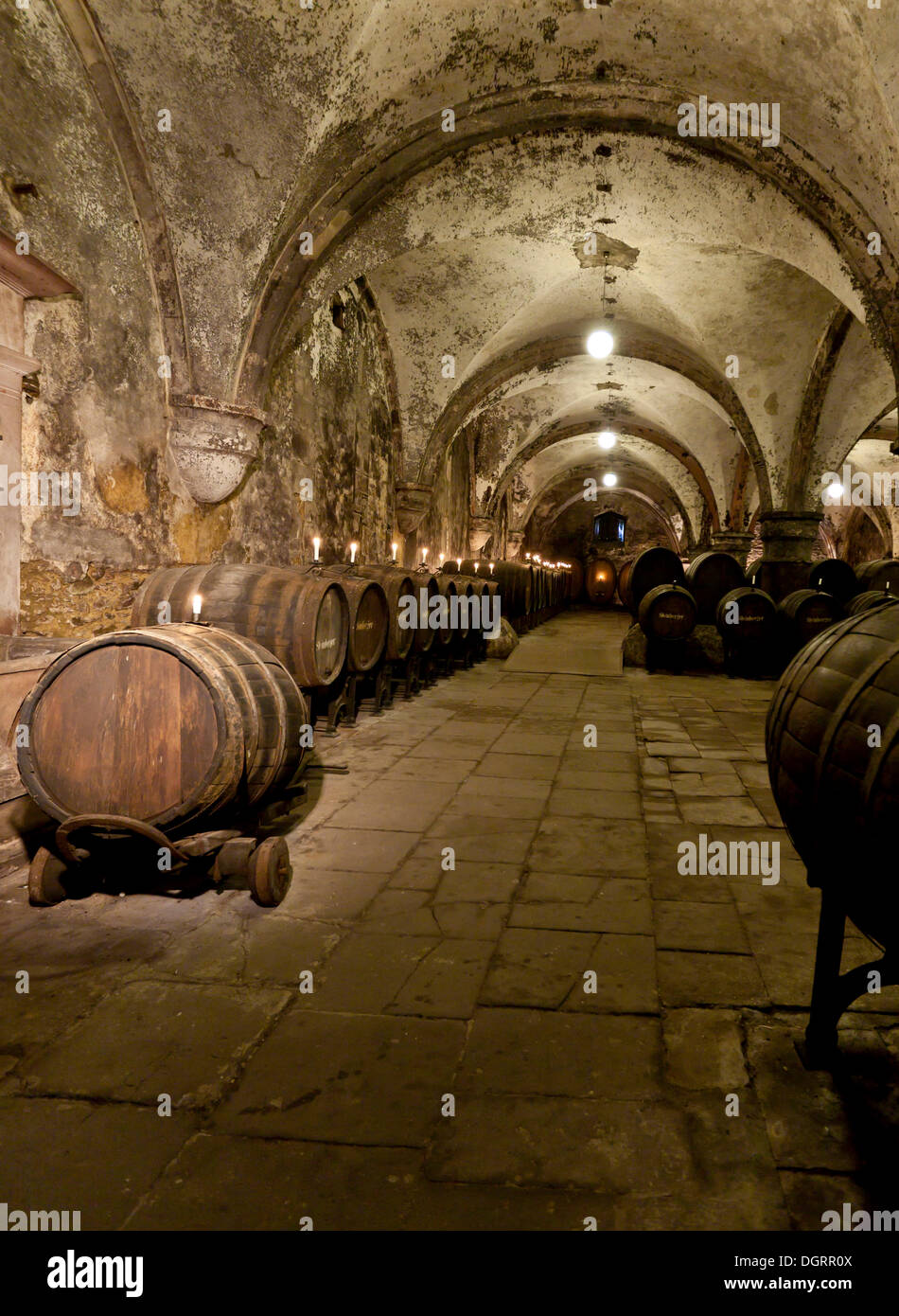 Cantina dei vini presso il Kloster Eberbach offrono Abbey, Eltville am Rhein, Rheingau, Hesse Foto Stock