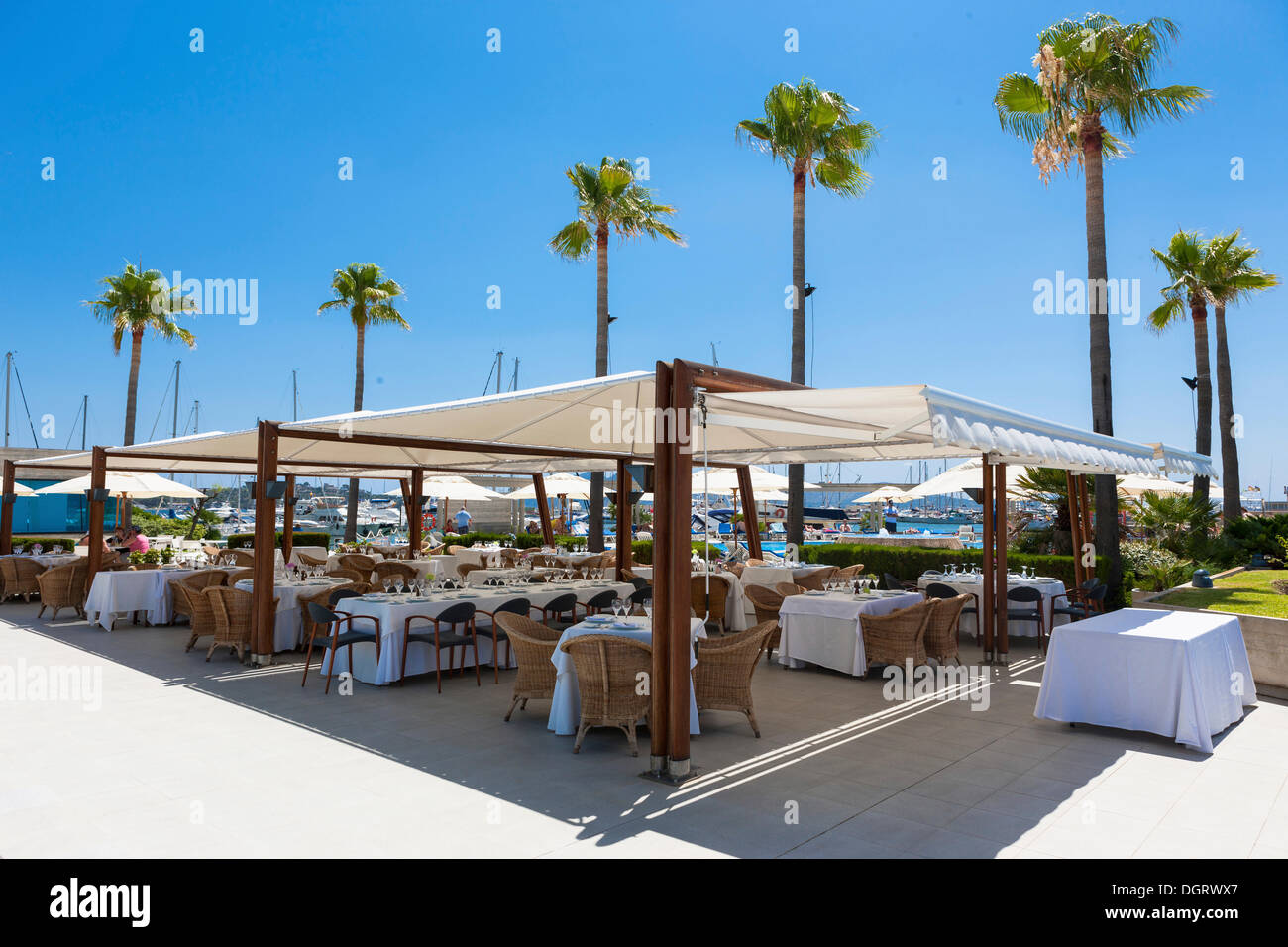 Club Nautic, Esclusivo Yacht Club del porto de Pollença, Cala Sant Vicenç, Pollença, Port de Pollença Maiorca Maiorca Foto Stock
