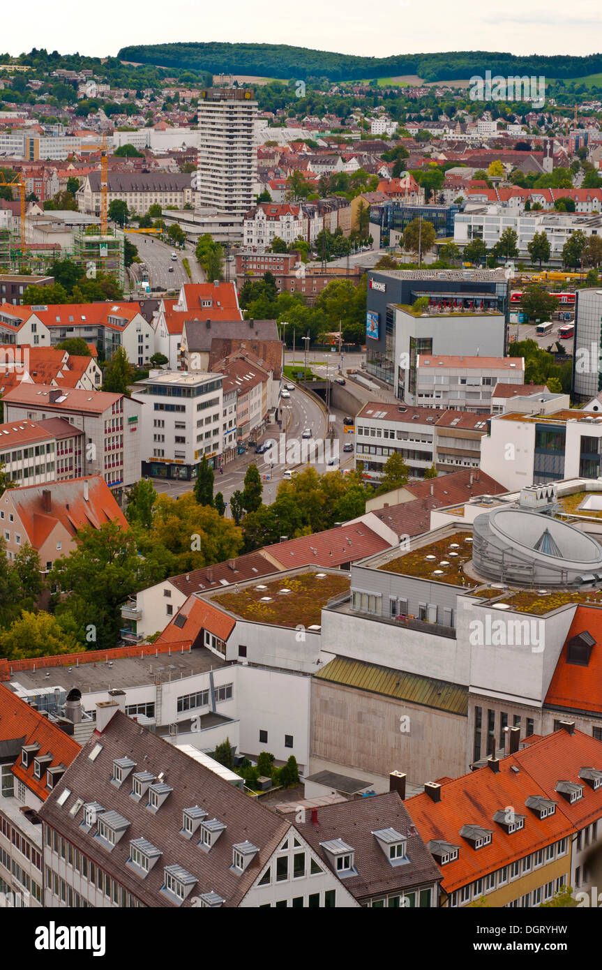 Vista di Ulm come visto da Ulm Minster, Ulm, Baden-Wuerttemberg Foto Stock