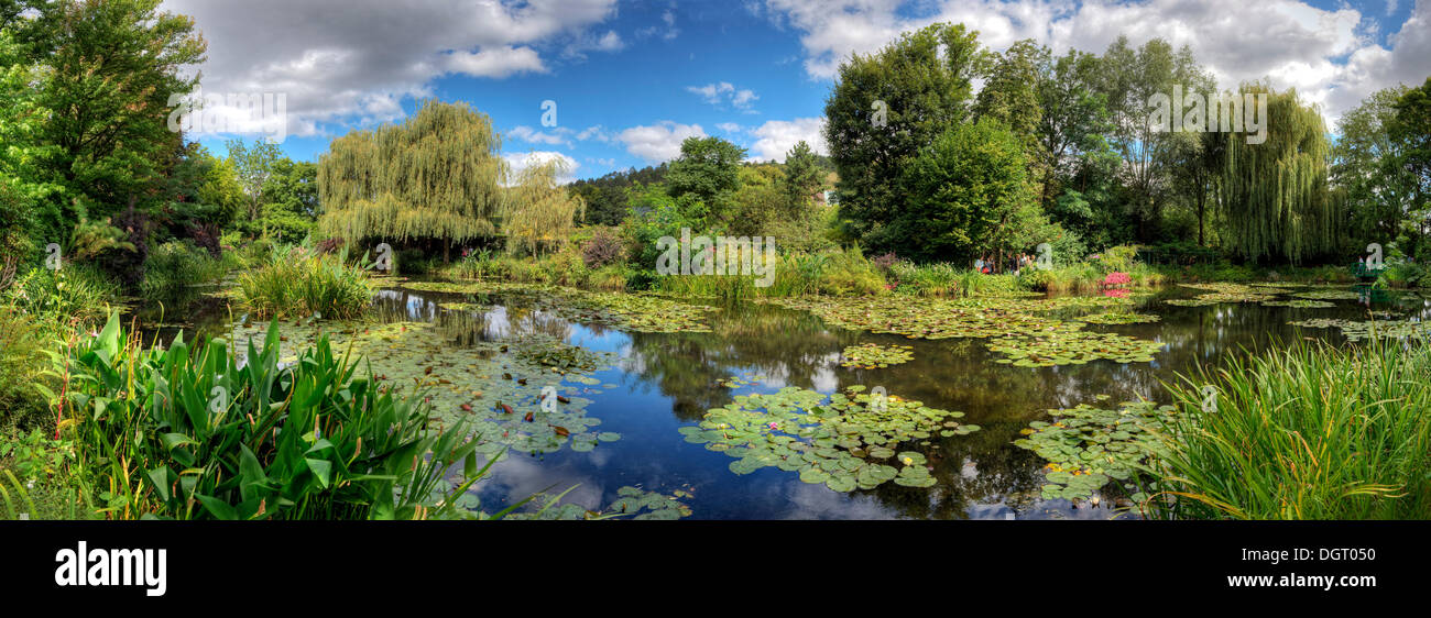 Laghetto di ninfee, Claude Monet giardino, Giverny, Departement Eure Alta Normandia, Francia Foto Stock