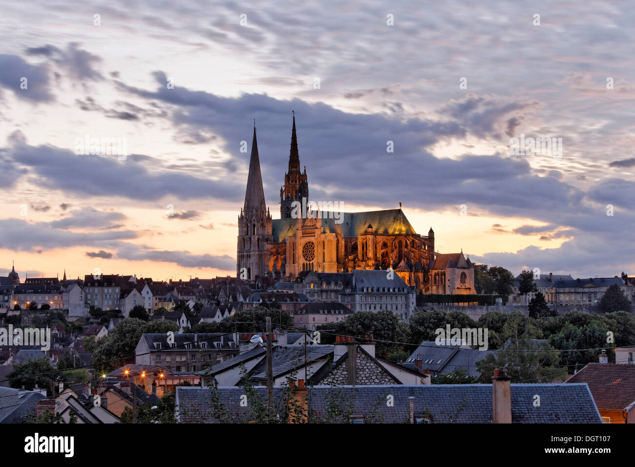 La cattedrale di Chartres, Chartres, Ile de France, Francia, Europa Foto Stock