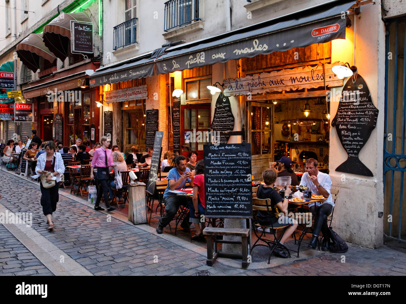 Ristorante, Lione, Dipartimento del Rhône, Francia, Europa Foto Stock