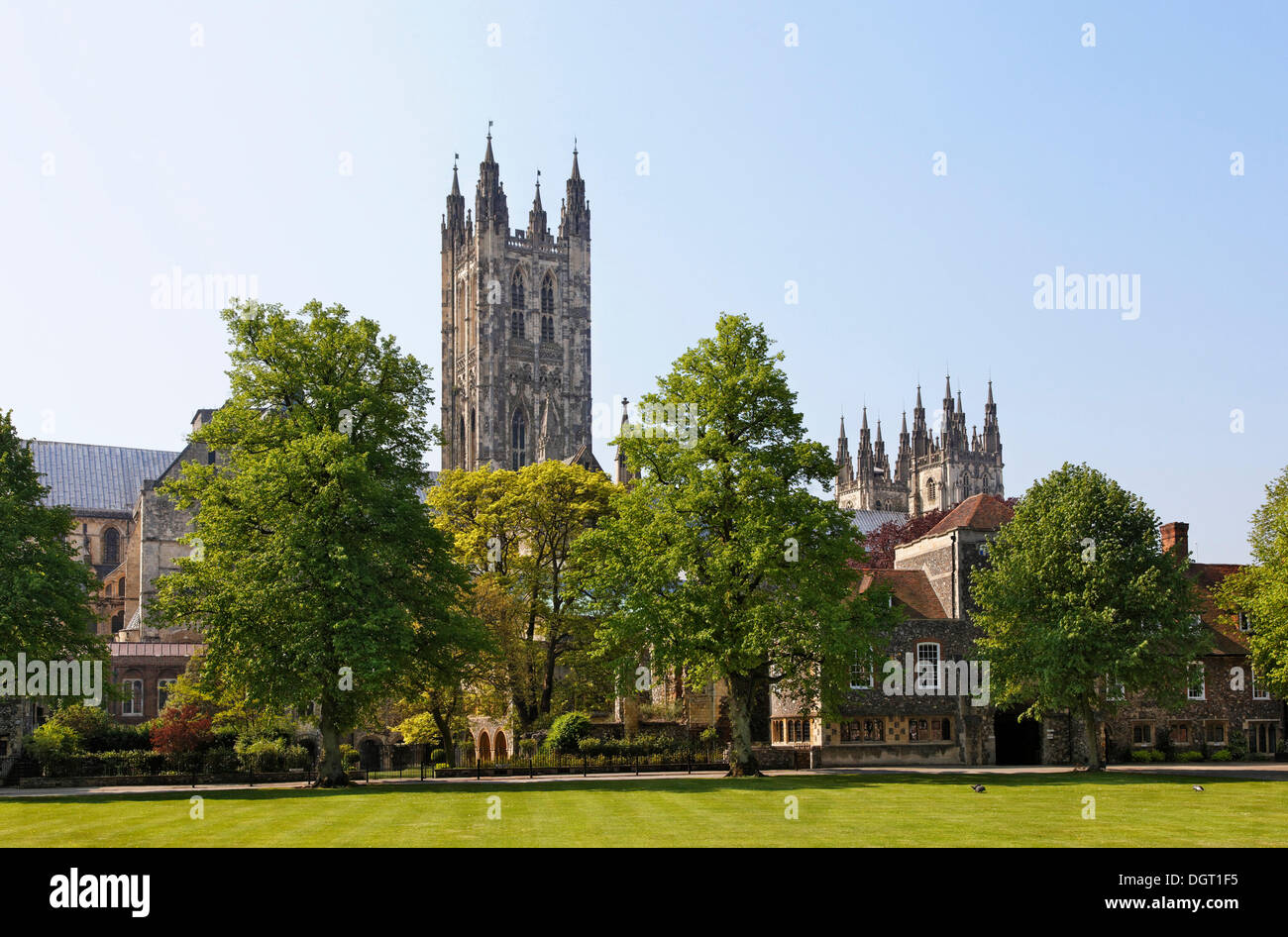 La Cattedrale di Canterbury, Cattedrale Green Park, Sud-est dell' Inghilterra, amministrative contea del Kent, England, Regno Unito, Europa Foto Stock