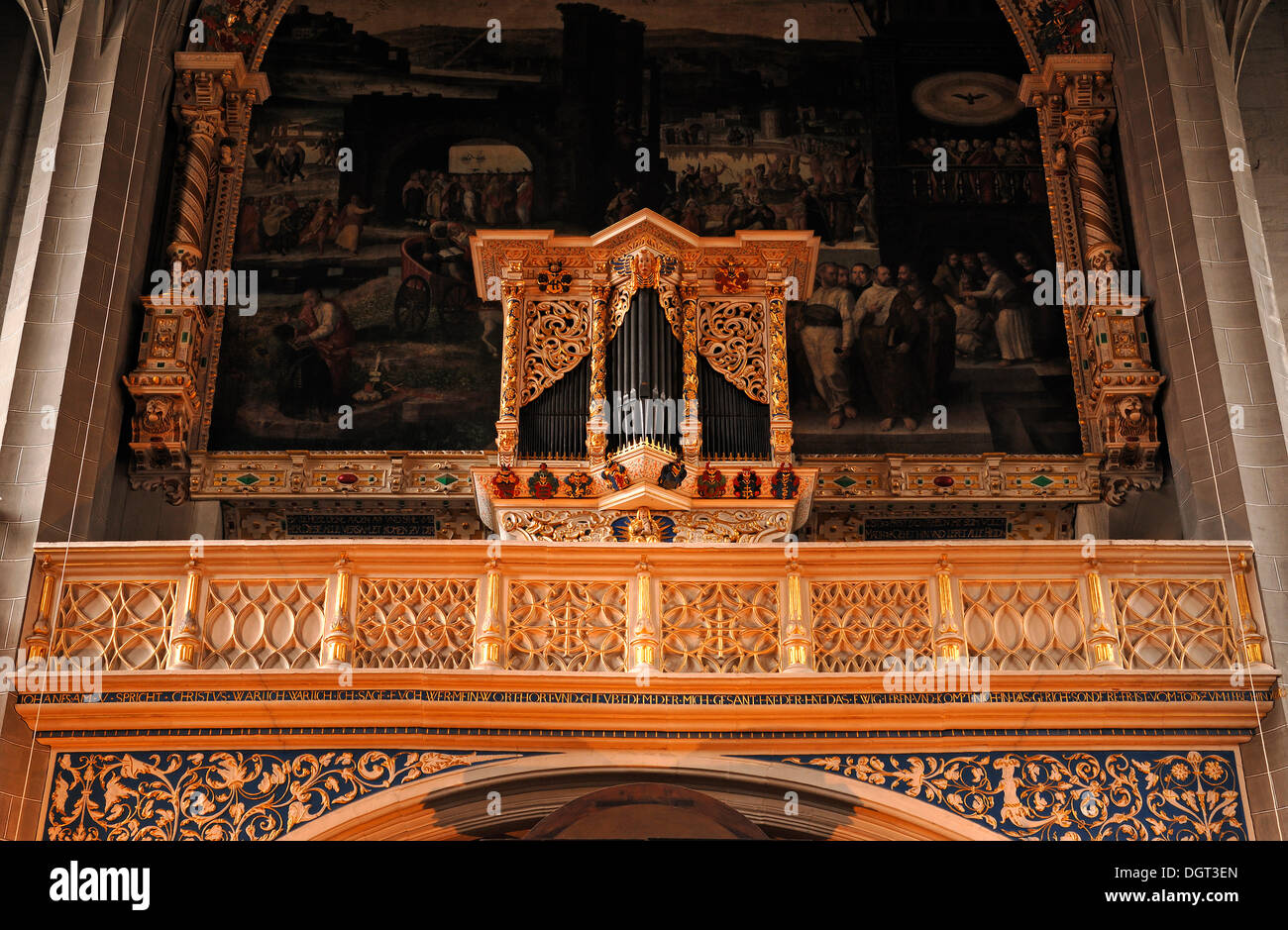 "Kleine Orgel', 'small' organo, costruito nel 1664 da Georg Reichel, nella Marienkirche chiesa Marktkirche o "Unser Lieben Frauen" Foto Stock
