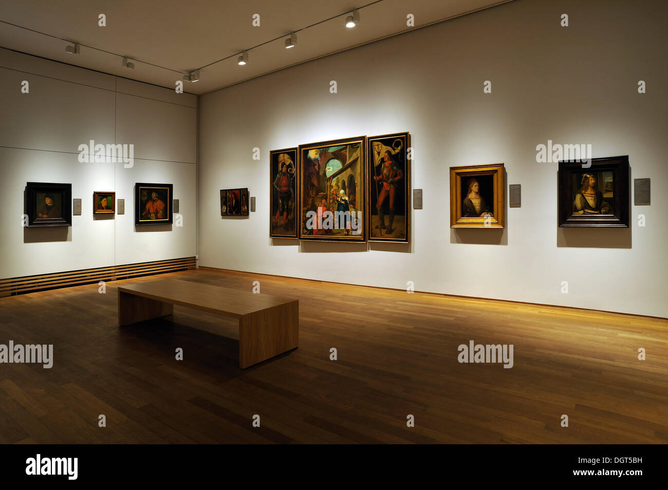 Spazio espositivo con riproduzioni di famosi dipinti di Albrecht Dürer, Albrecht Dürer House, il centro storico di Norimberga Foto Stock