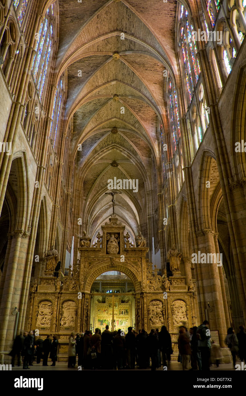 Il retrochoir nella navata centrale di Santa Maria de Leon Cattedrale. Leon. Castilla y Leon, Spagna Foto Stock Il retrochoir nella navata centrale di Santa Maria de Leon Cattedrale. Leon. Castilla y Leon, Spagna Foto Stock