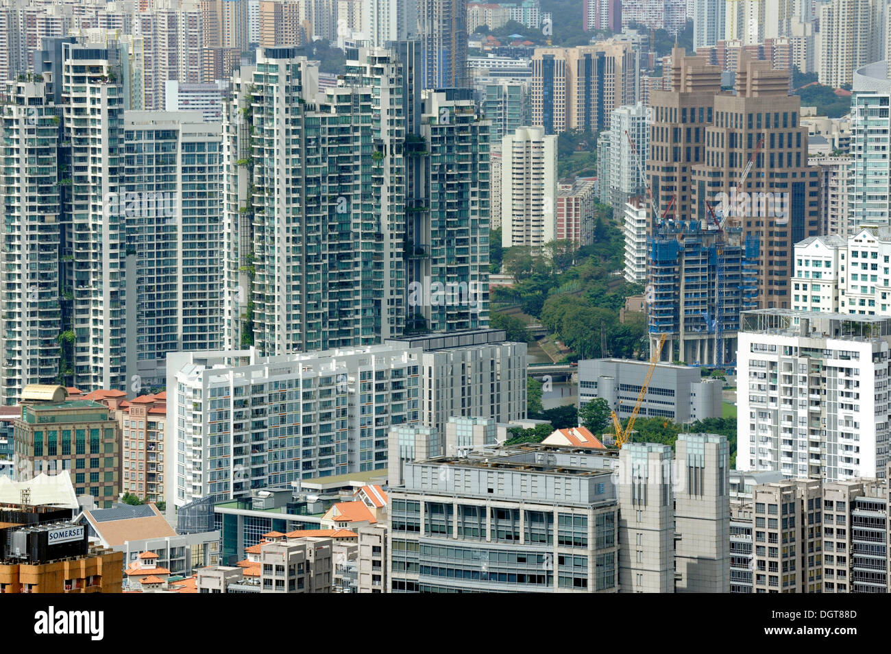 Grattacieli, visto dalla zona centrale, il quartiere centrale degli affari, a Singapore, in Asia Foto Stock