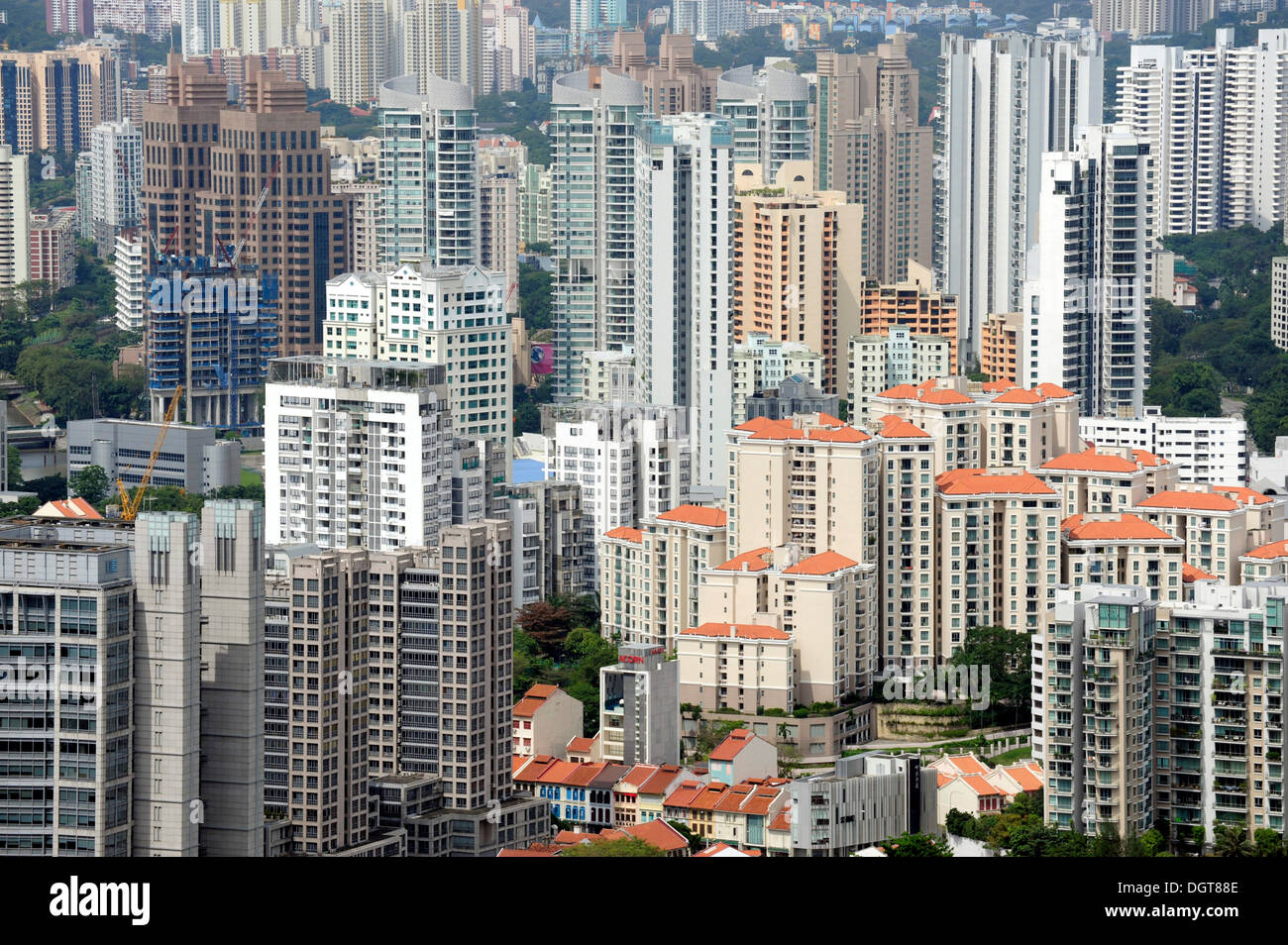 Grattacieli, visto dalla zona centrale, il quartiere centrale degli affari, a Singapore, in Asia Foto Stock