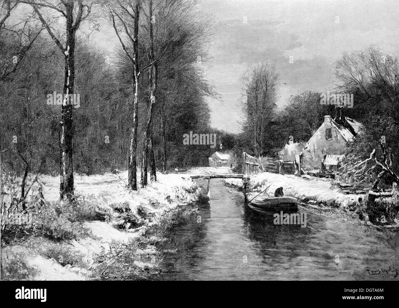 Xilografia 'Una giornata invernale' annuario, 'Moderne Kunst di Meisterholzschnitten', Tedesco per 'moderne arte in magistrale xilografie', 1900 Foto Stock