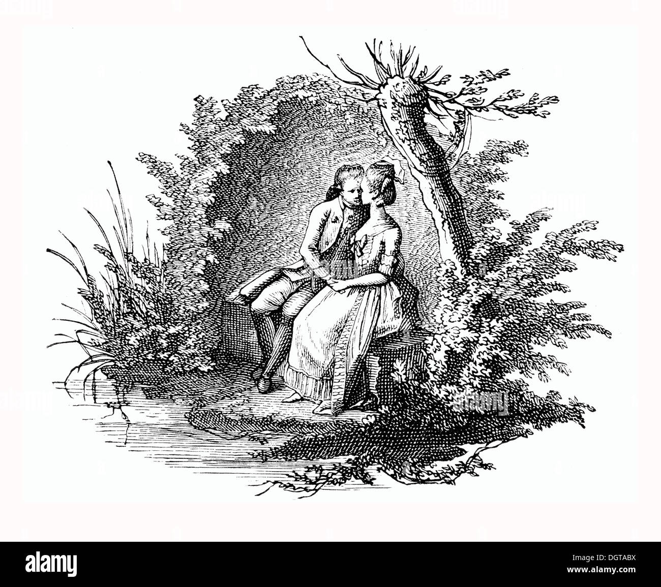 Titolo vignette della seconda edizione del 'Siegwart, eine Klostergeschichte' del 1777, rappresentazione storica in Deutsche Foto Stock