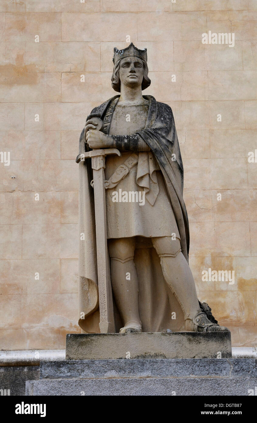 Statua di Alfons III, Alfonso III Re von Aragón, Maó, Mahón Menorca, isole Baleari, Spagna, Europa Foto Stock