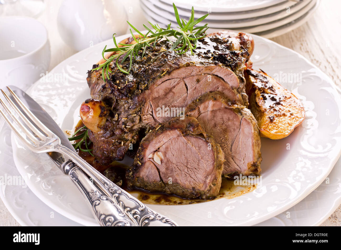 arrosto di agnello Foto Stock