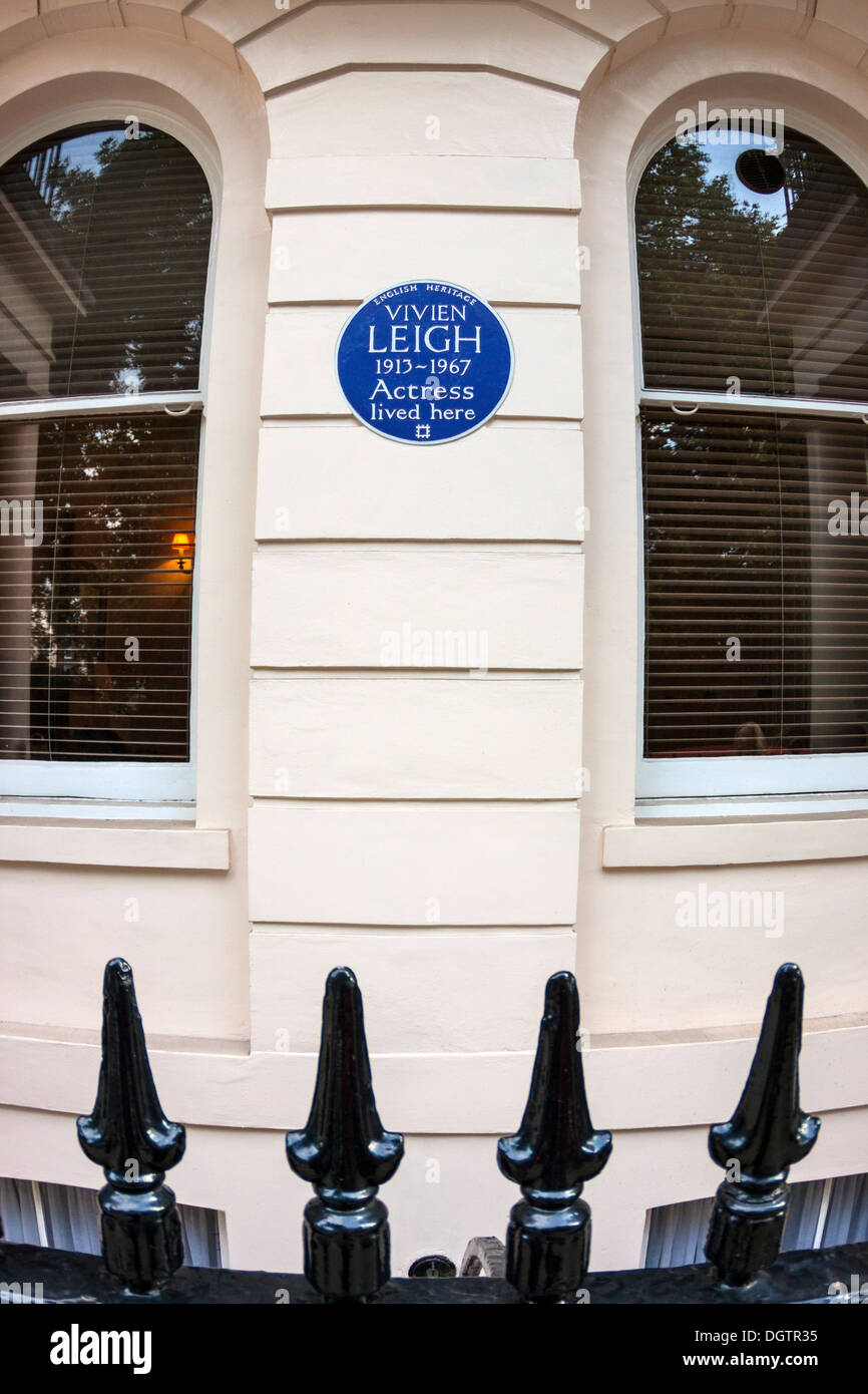 Targa blu sulla ex casa di Vivien Leigh Foto Stock