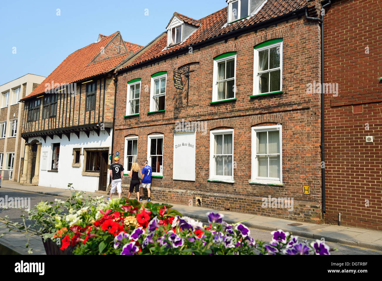 Xvi secolo il Tudor Rose Hotel, Saint Nicholas Street, King's Lynn, Norfolk, Inghilterra, Regno Unito Foto Stock