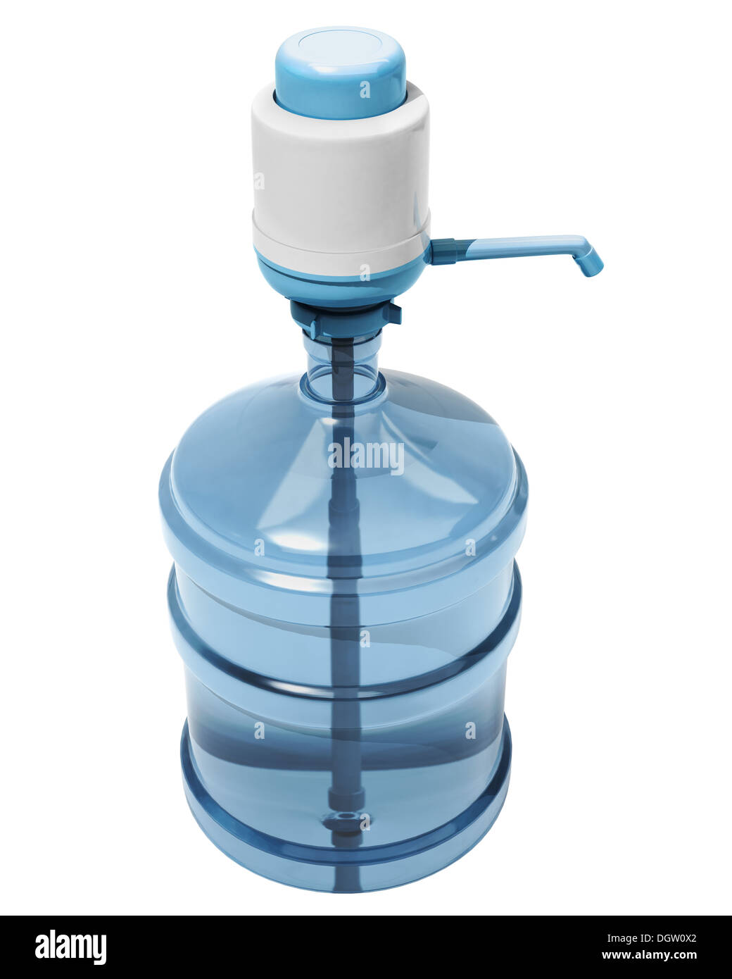 Bottiglia di acqua con pompa Foto Stock