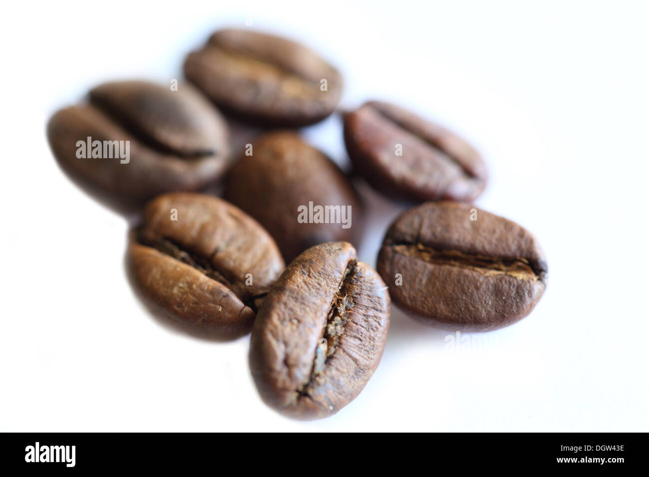 I chicchi di caffè su sfondo bianco Foto Stock