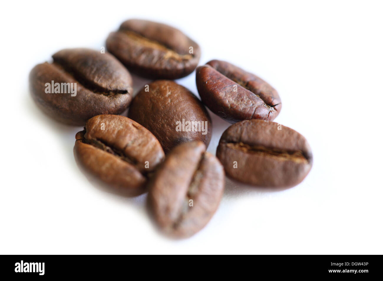 I chicchi di caffè su sfondo bianco Foto Stock